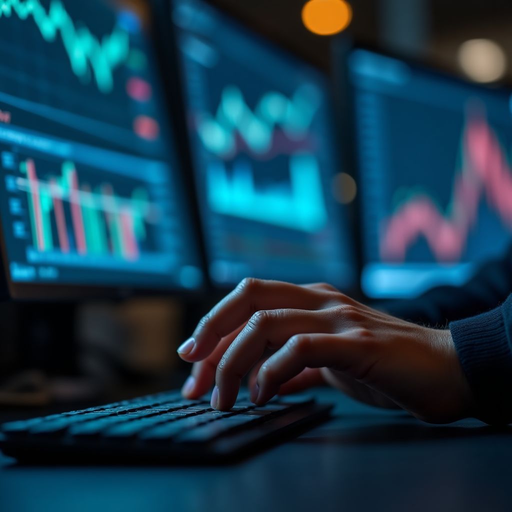 Analista revisando datos de mercado.